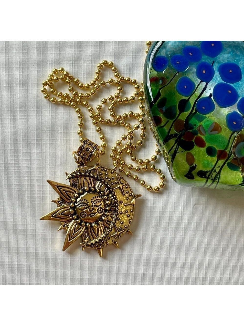 Moon and Sun Pendant Necklace #1115